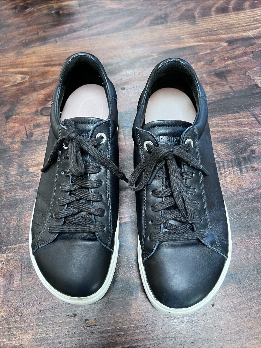Birkenstock Women’s Black Leather Low-Top Lace-Up Sneakers